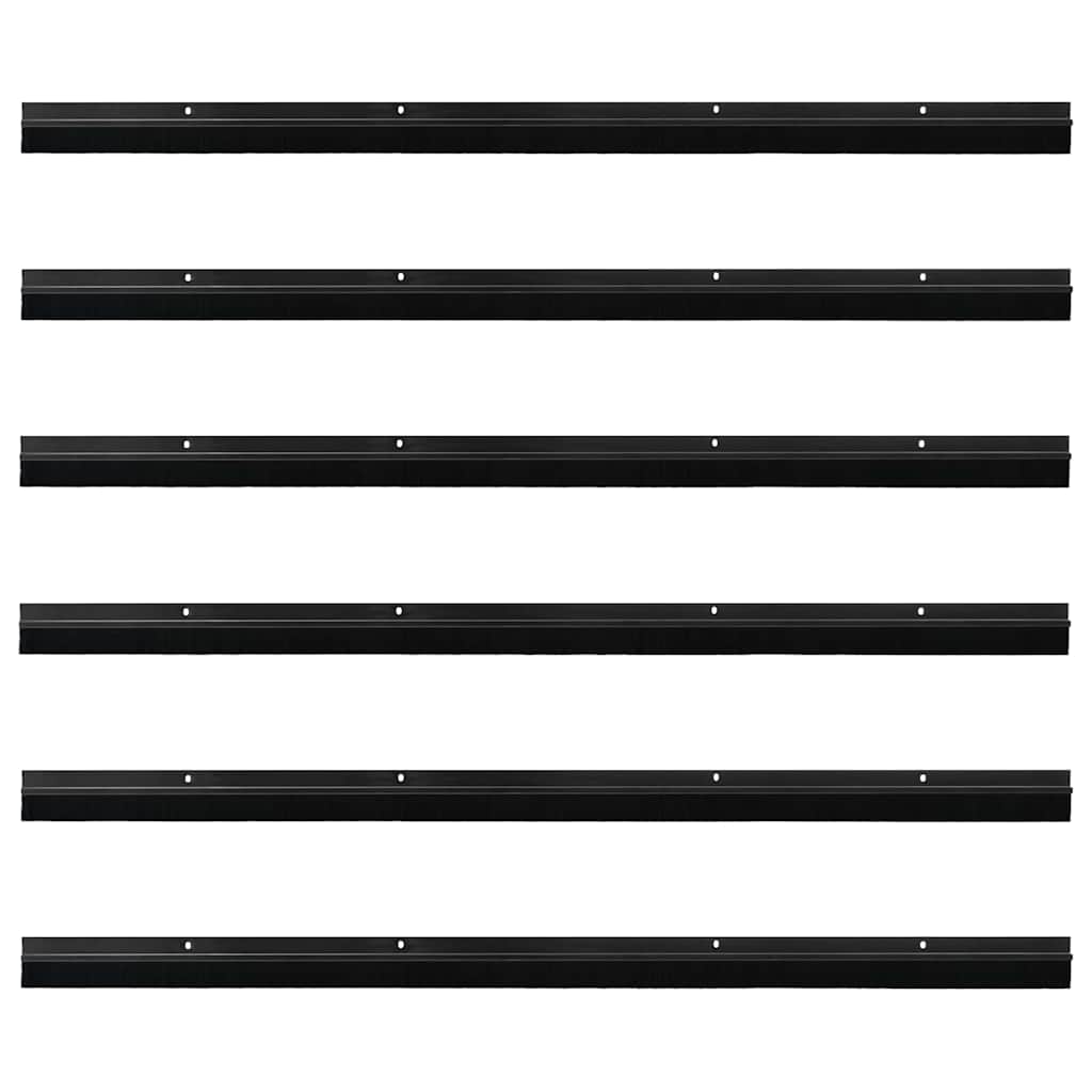vidaXL Uszczelki z szczotką do drzwi na zatrzask 6 pcs Czarny 100 cm