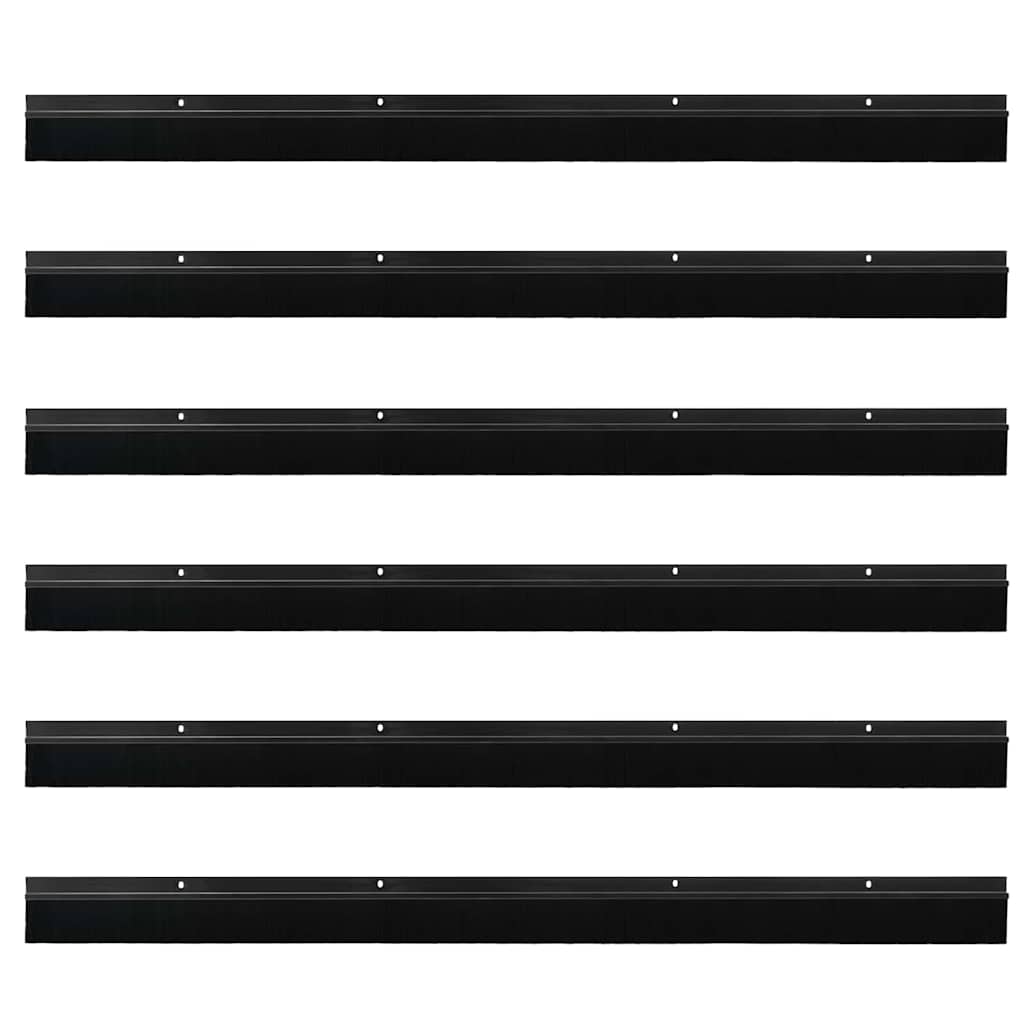 vidaXL Uszczelki z szczotką do drzwi na zatrzask 6 pcs Czarny 100 cm