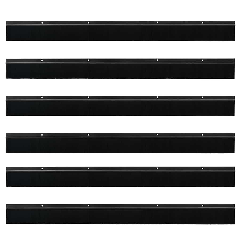vidaXL Uszczelki z szczotką do drzwi na zatrzask 6 pcs Czarny 100 cm