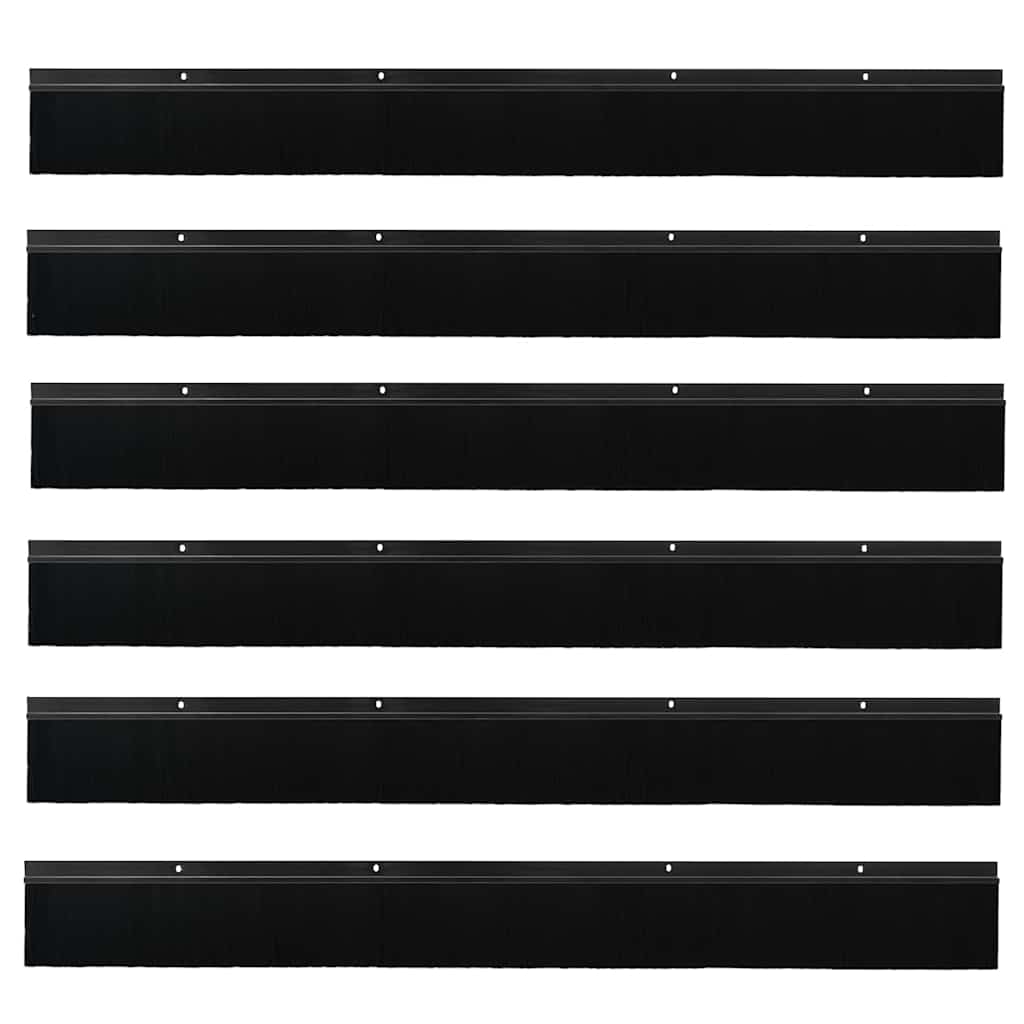 vidaXL Uszczelki z szczotką do drzwi na zatrzask 6 pcs Czarny 100 cm