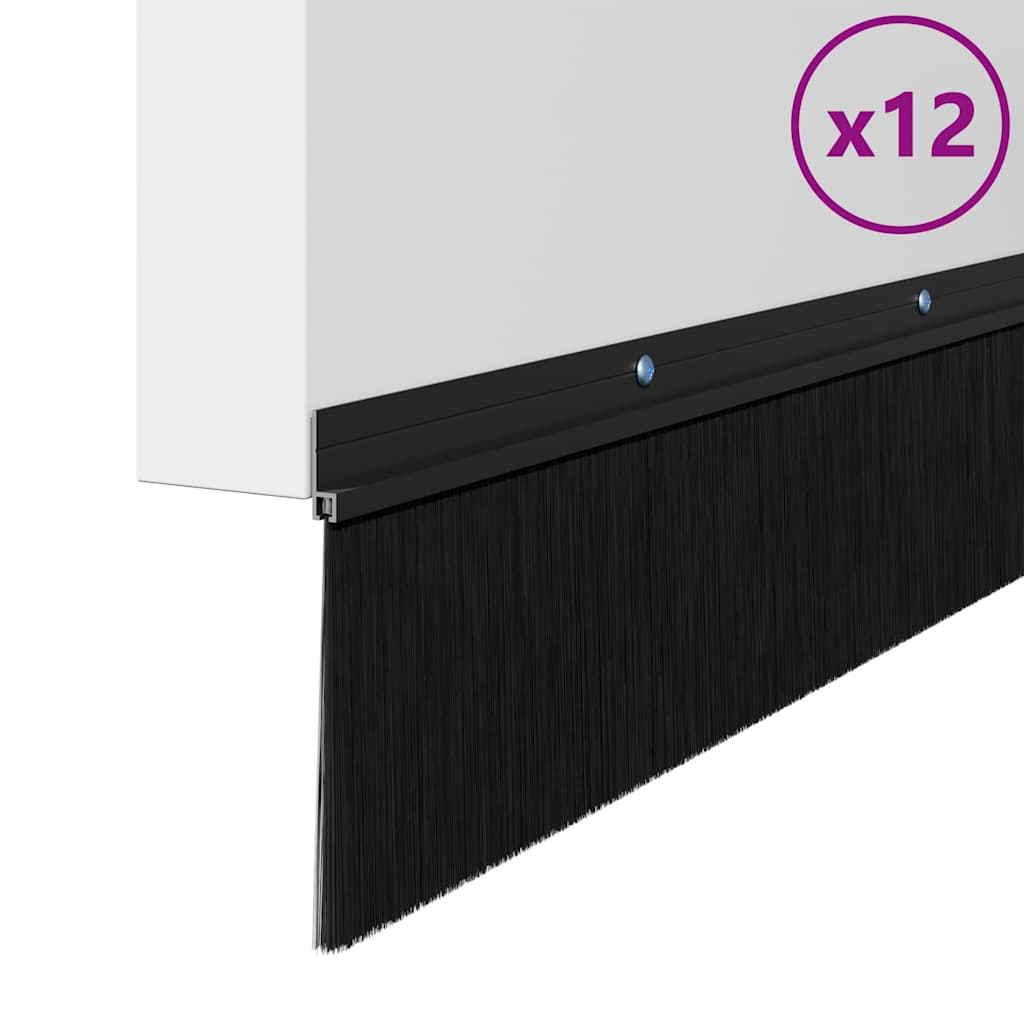 vidaXL Uszczelki z szczotką do drzwi na zatrzask 12 pcs Czarny 100 cm