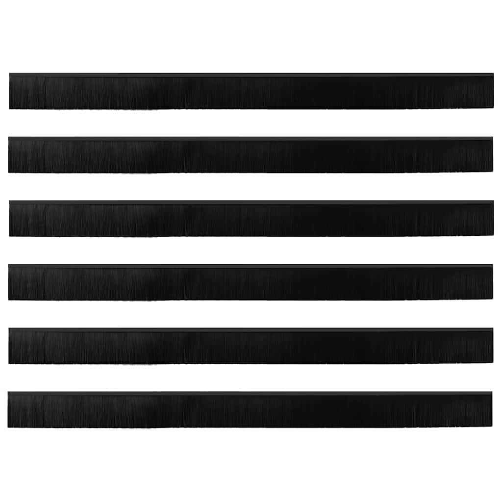 vidaXL Uszczelki z szczotką do drzwi na zatrzask 6 pcs Czarny 100 cm