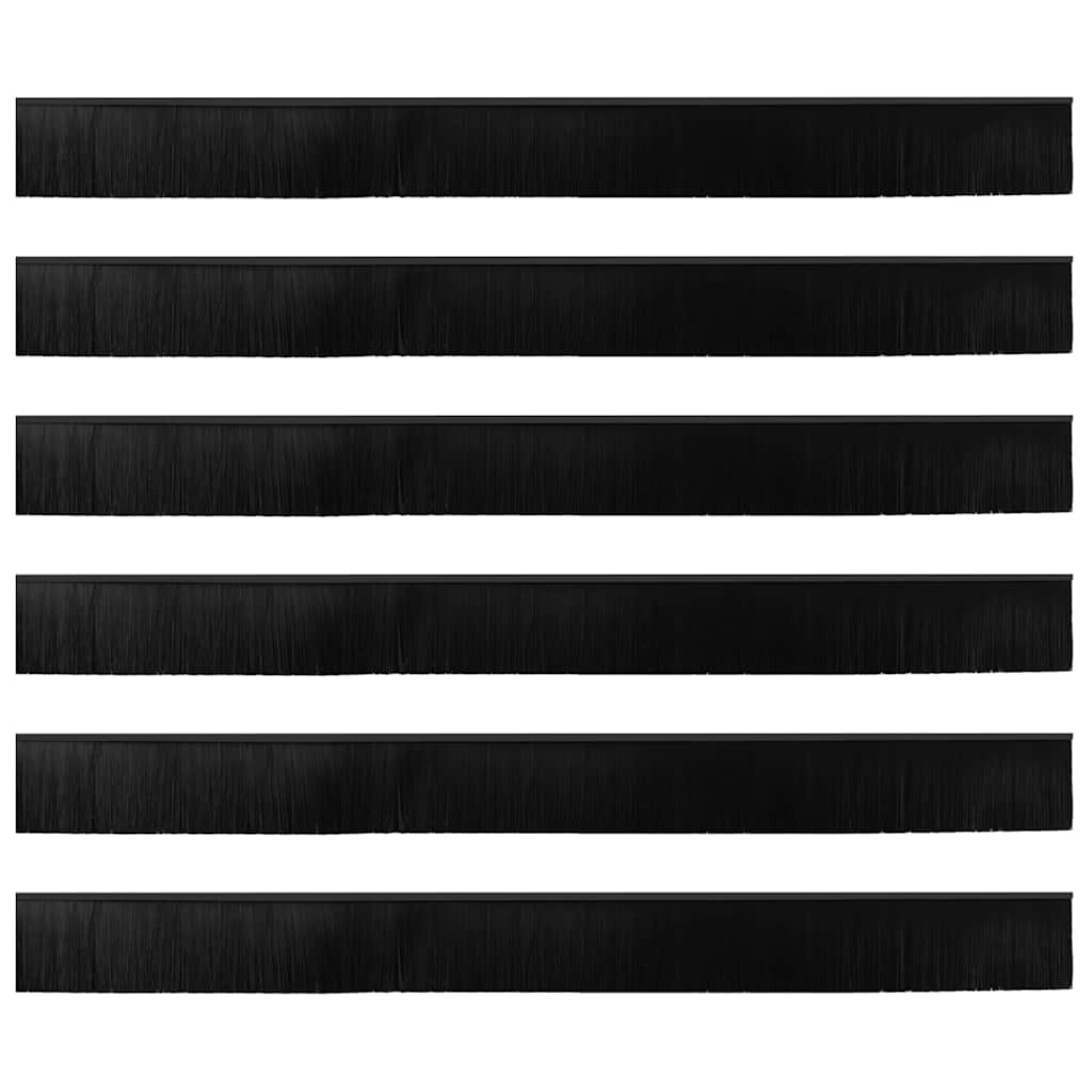 vidaXL Uszczelki z szczotką do drzwi na zatrzask 6 pcs Czarny 100 cm