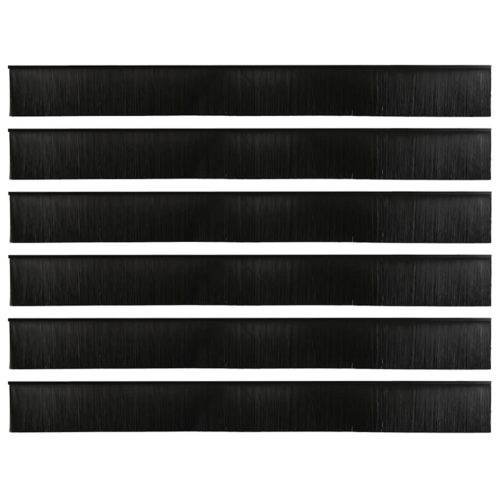 vidaXL Uszczelki z szczotką do drzwi na zatrzask 6 pcs Czarny 100 cm