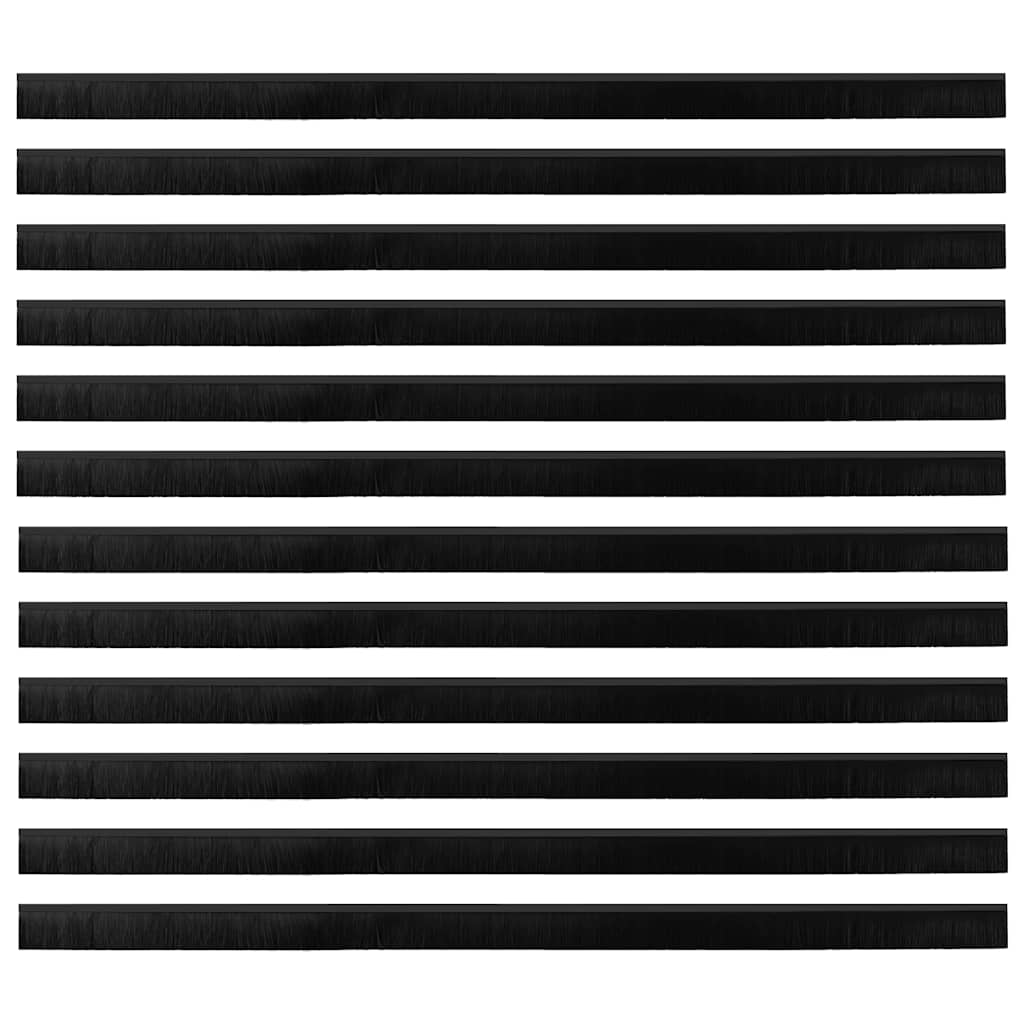 vidaXL Uszczelki z szczotką do drzwi na zatrzask 12 pcs Czarny 100 cm