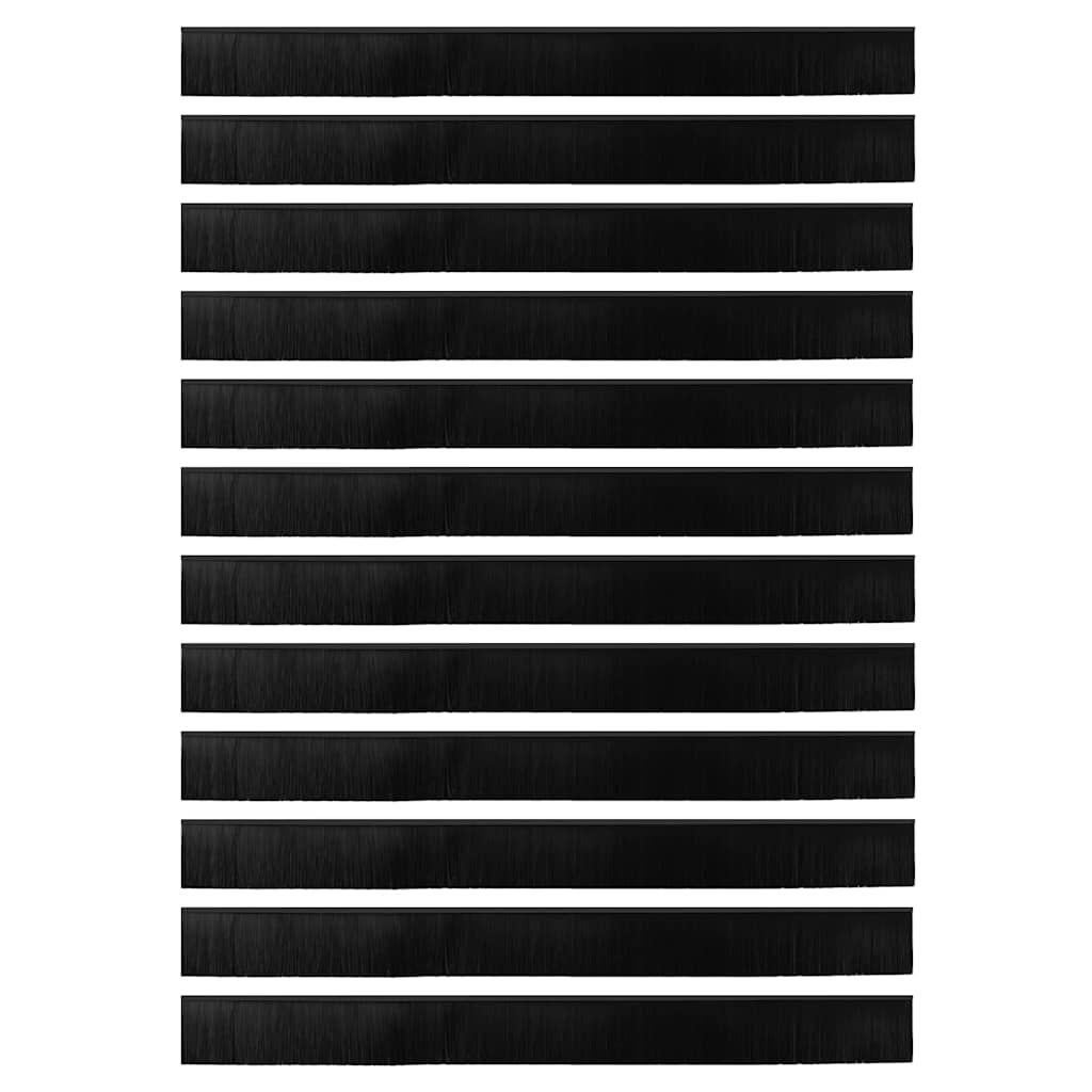 vidaXL Uszczelki z szczotką do drzwi na zatrzask 12 pcs Czarny 100 cm