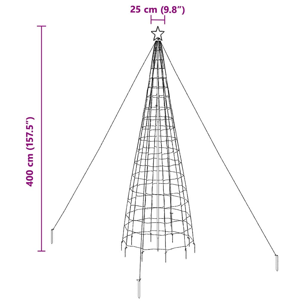 vidaXL Choinka świąteczna LED EKENAS 400 cm 800 LED Chłodna biel Stal