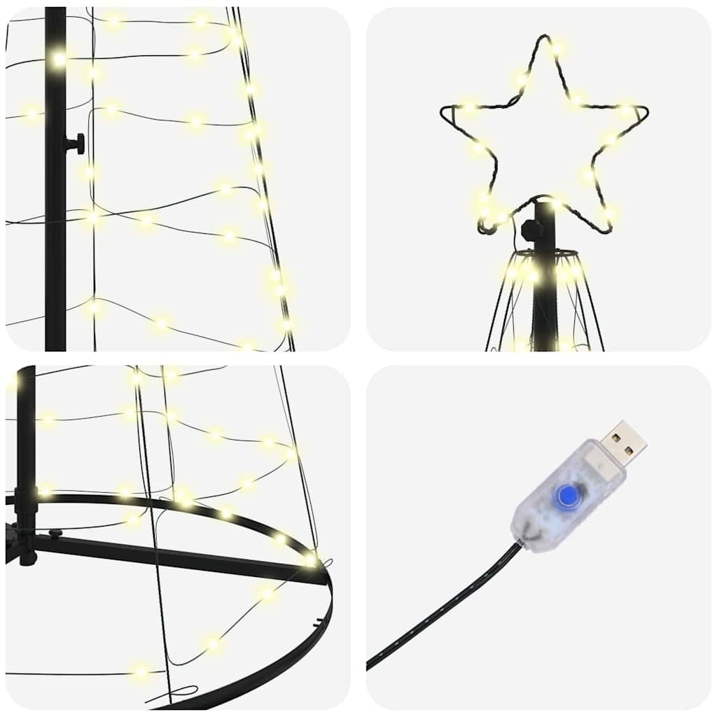 vidaXL Choinka świąteczna LED z podstawą Ciepła biel 250 cm Żelazo