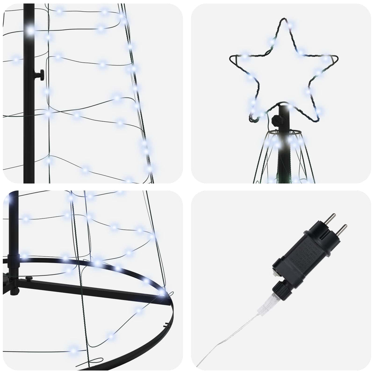 vidaXL Choinka świąteczna LED EKENAS 250 cm 390 LED Chłodna biel Stal