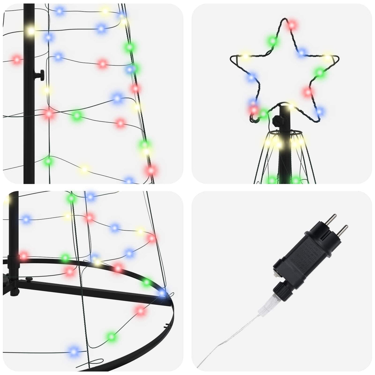 vidaXL Choinka świąteczna LED EKENAS 250 cm 390 LED Wielokolorowy Stal