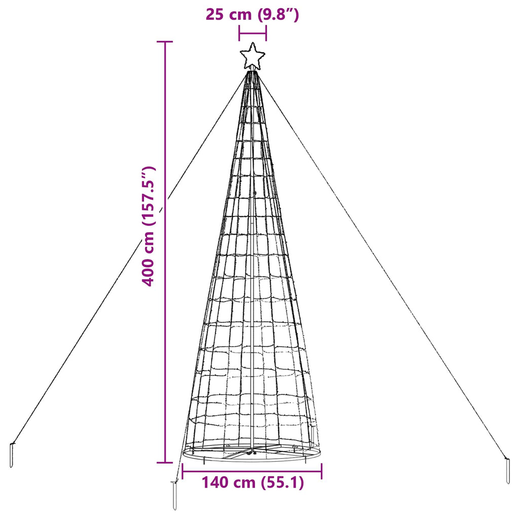 vidaXL Choinka świąteczna LED EKENAS 400 cm 800 LED Ciepła biel Stal