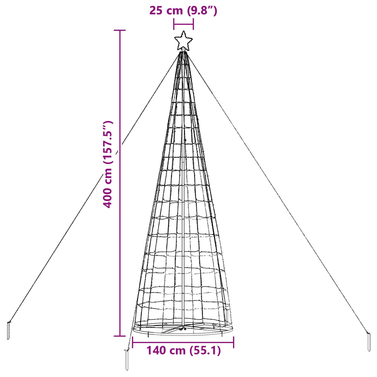 vidaXL Choinka świąteczna LED EKENAS 400 cm 800 LED Ciepła biel Stal