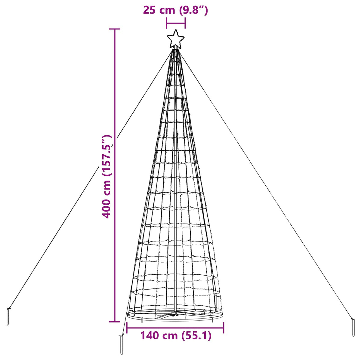 vidaXL Choinka świąteczna LED EKENAS 400 cm 800 LED Chłodna biel Stal