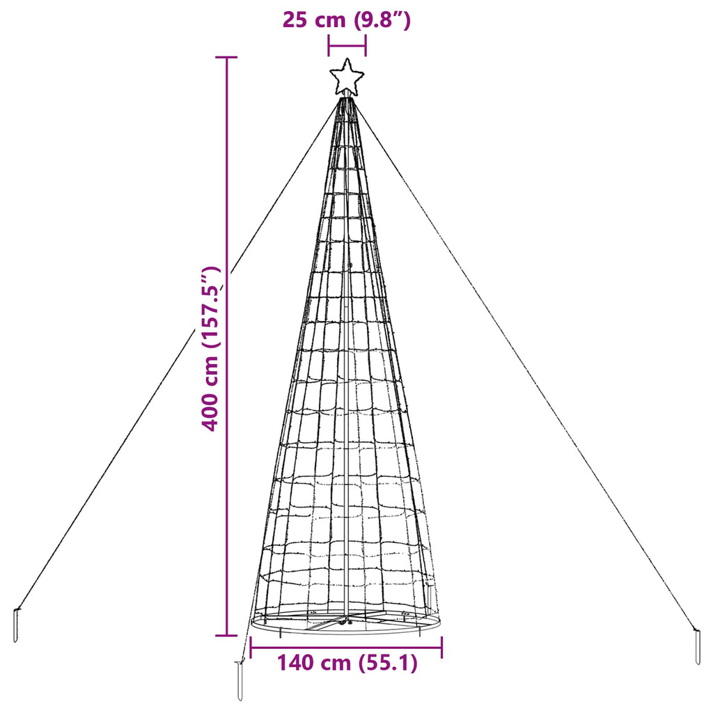 vidaXL Choinka świąteczna LED EKENAS 400 cm 800 LED Wielokolorowy Stal