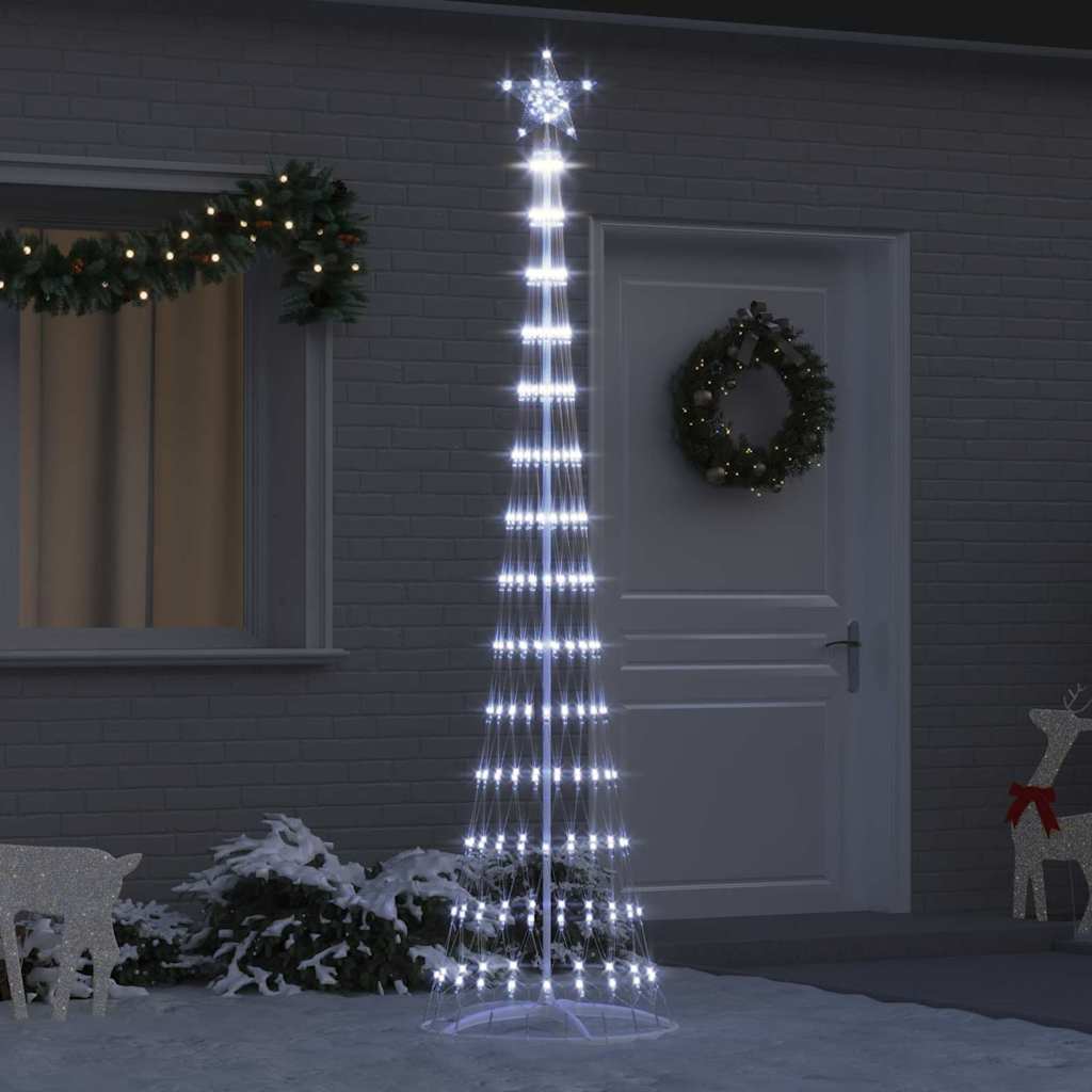vidaXL Choinka świąteczna LED z podstawą Chłodna biel 250 cm Metal