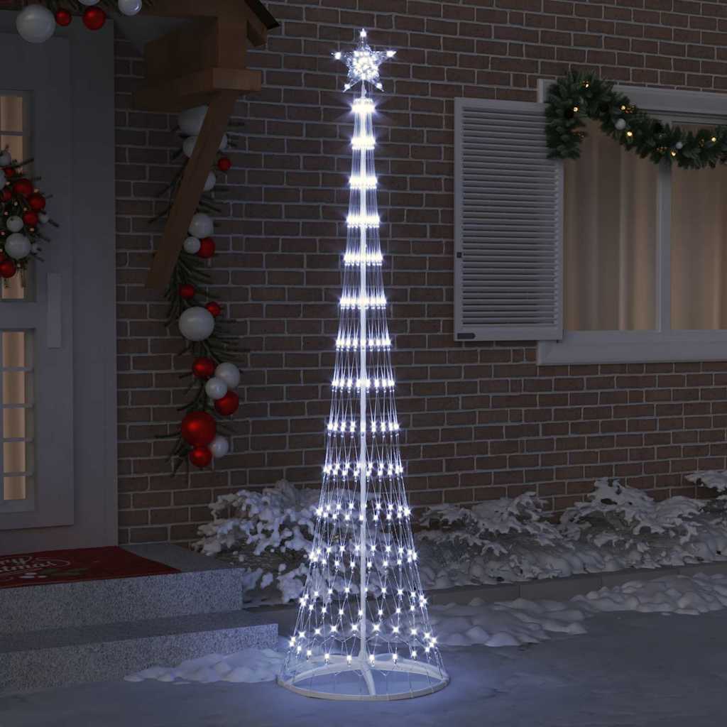 vidaXL Choinka świąteczna LED z podstawą Chłodna biel 250 cm Metal