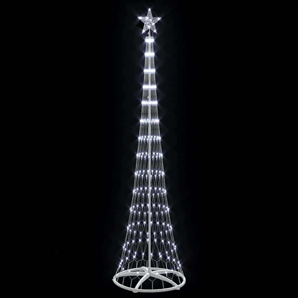 vidaXL Choinka świąteczna LED z podstawą Chłodna biel 250 cm Metal