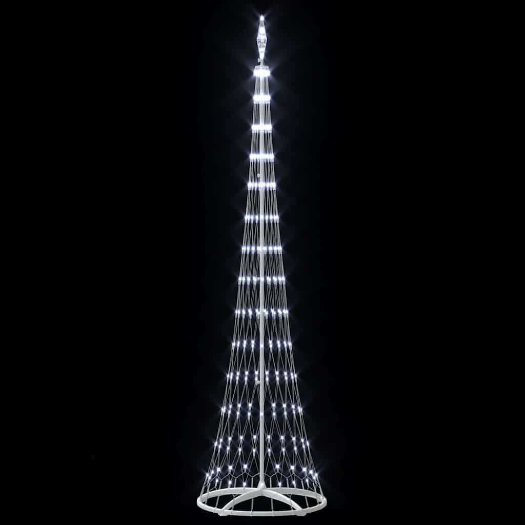 vidaXL Choinka świąteczna LED z podstawą Chłodna biel 250 cm Metal