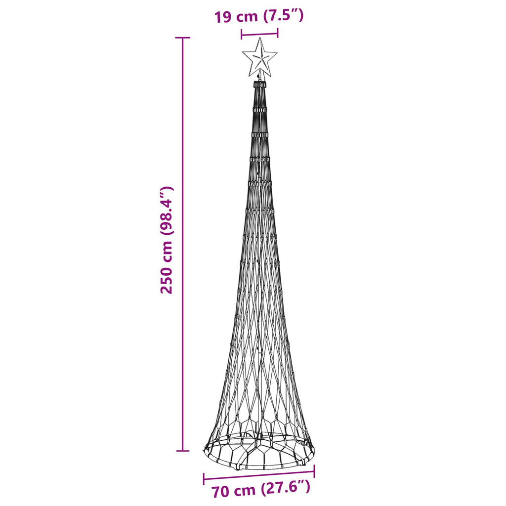 vidaXL Choinka świąteczna LED z podstawą Wielokolorowe 250 cm Metal