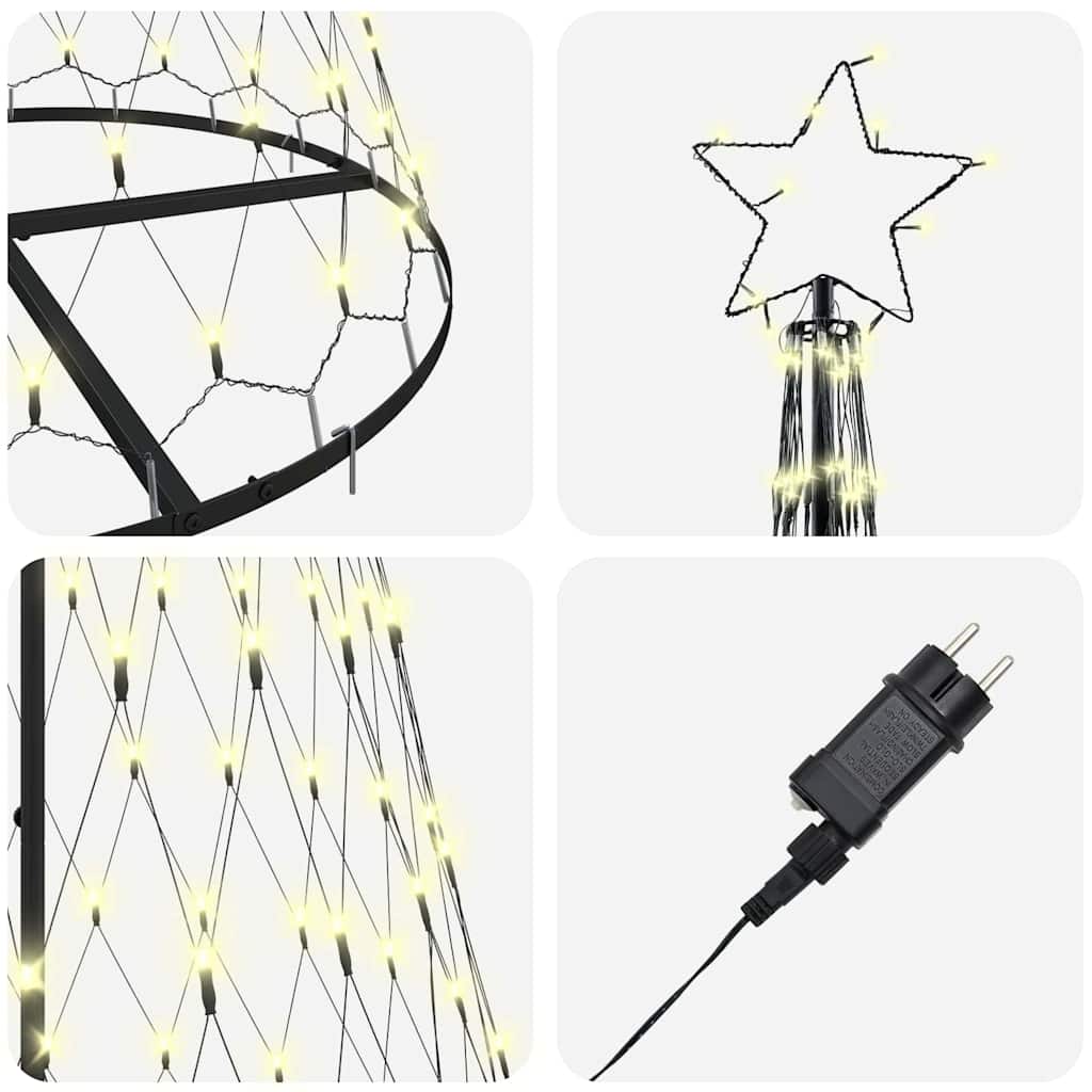 vidaXL Choinka świąteczna LED z podstawą Ciepła biel 250 cm Metal