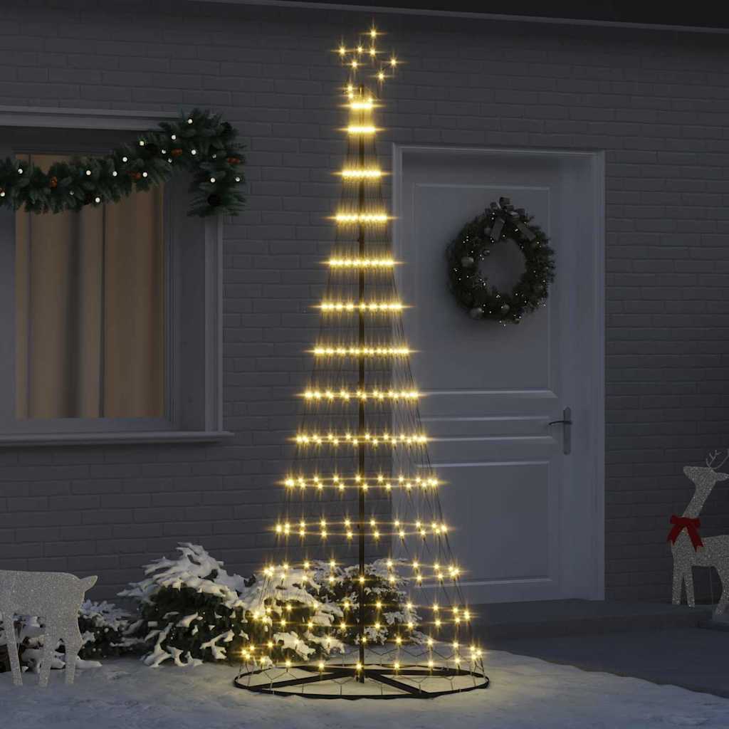 vidaXL Choinka świąteczna LED z podstawą Ciepła biel 250 cm Metal