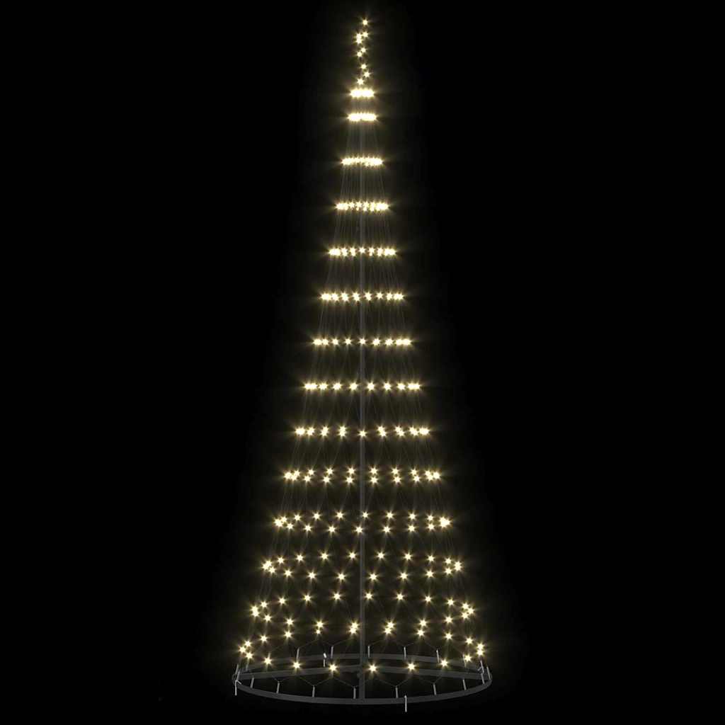 vidaXL Choinka świąteczna LED z podstawą Ciepła biel 250 cm Metal