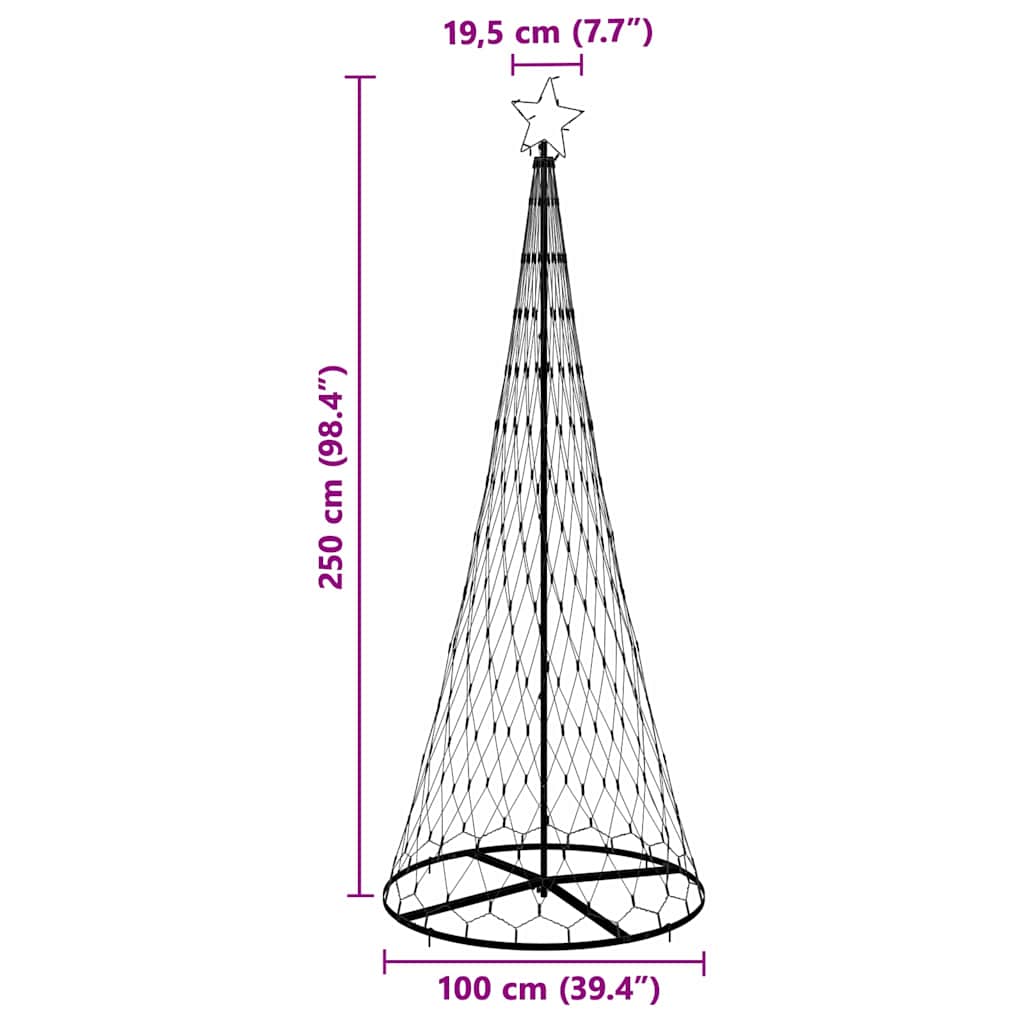 vidaXL Choinka świąteczna LED z podstawą Ciepła biel 250 cm Metal