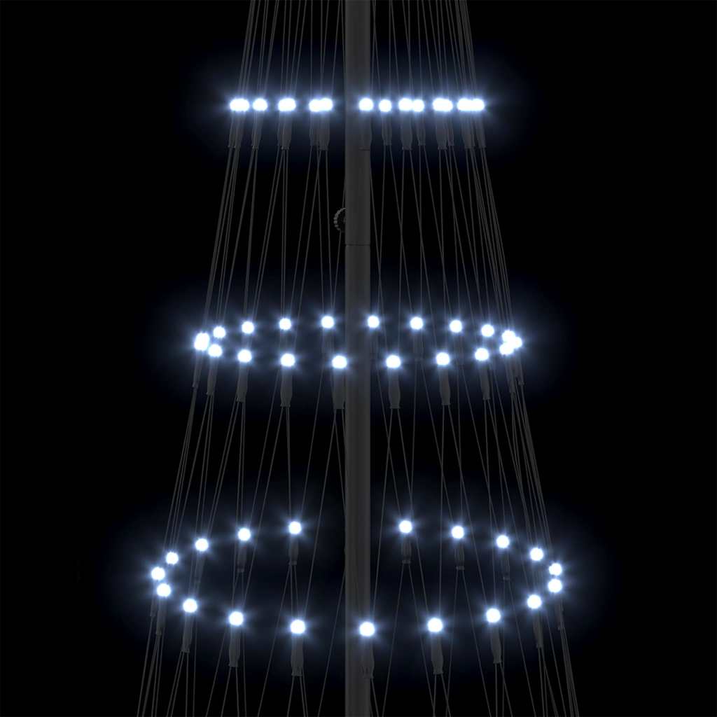 vidaXL Choinka świąteczna LED z podstawą Chłodna biel 250 cm Metal