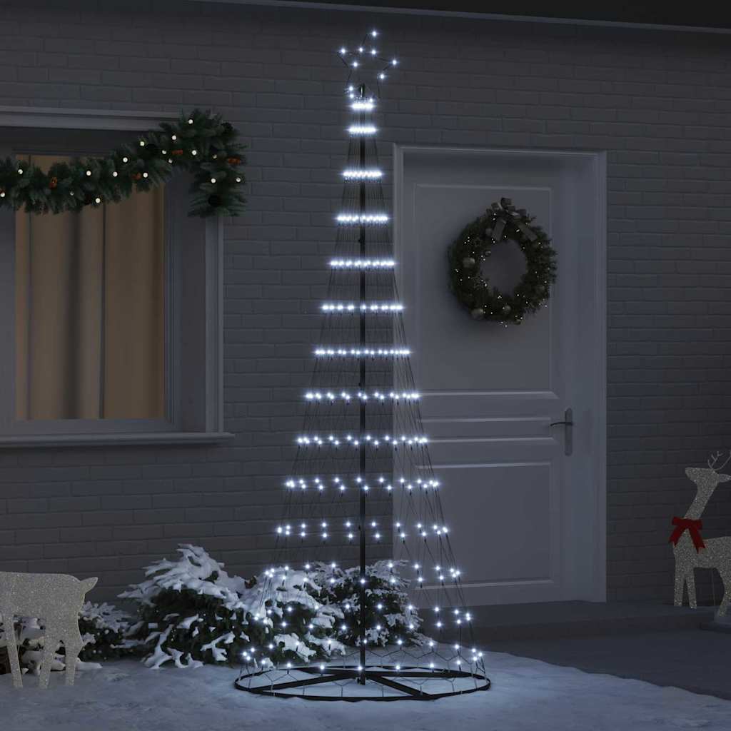 vidaXL Choinka świąteczna LED z podstawą Chłodna biel 250 cm Metal