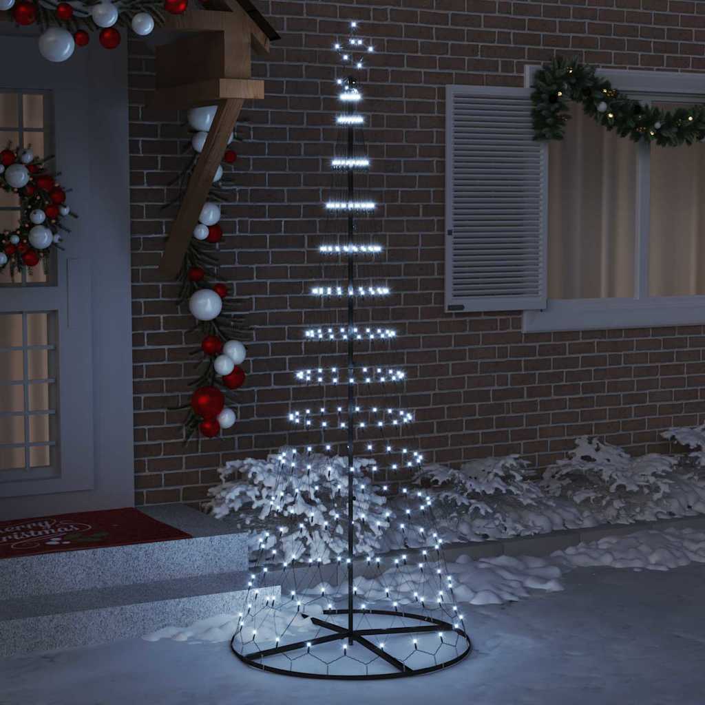 vidaXL Choinka świąteczna LED z podstawą Chłodna biel 250 cm Metal