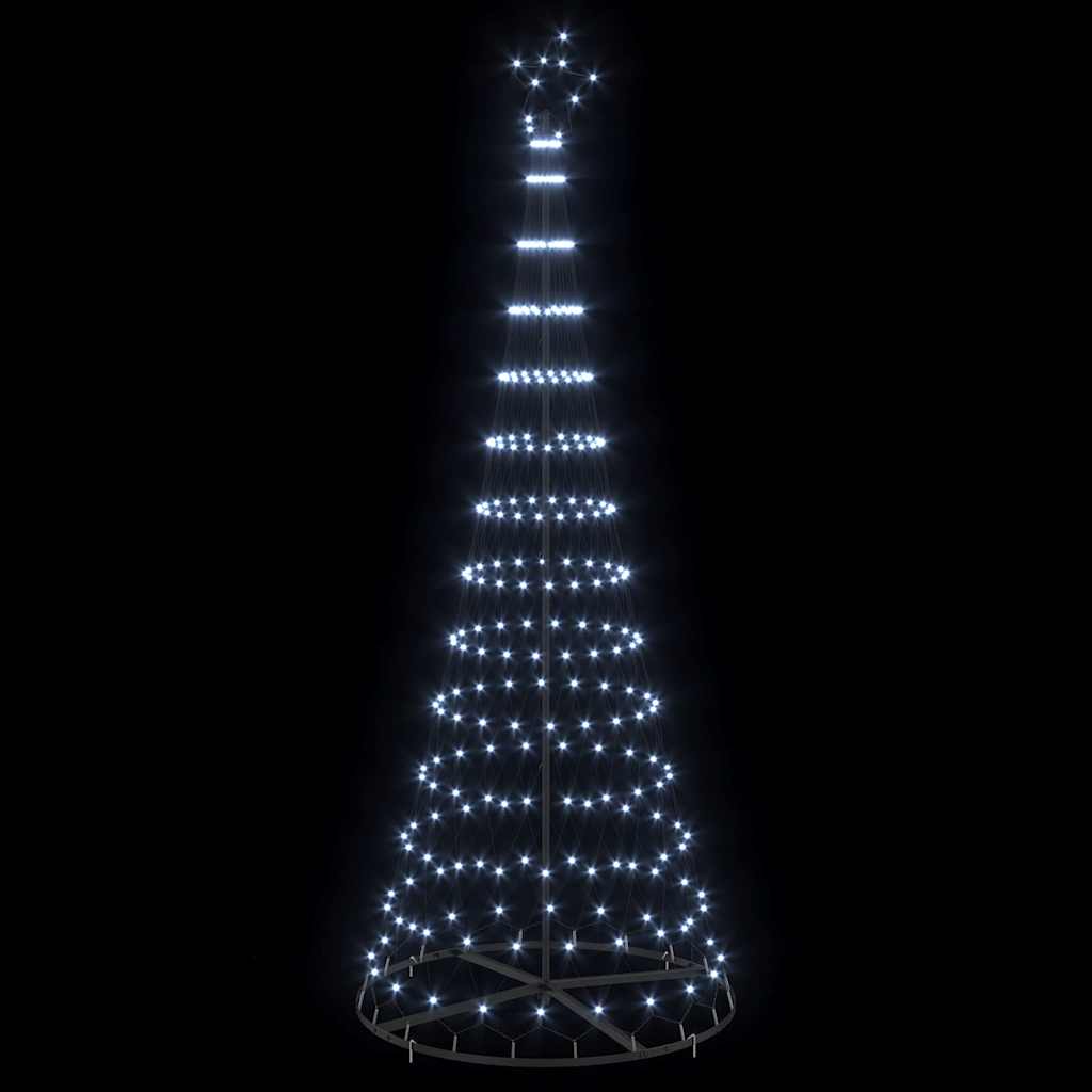 vidaXL Choinka świąteczna LED z podstawą Chłodna biel 250 cm Metal