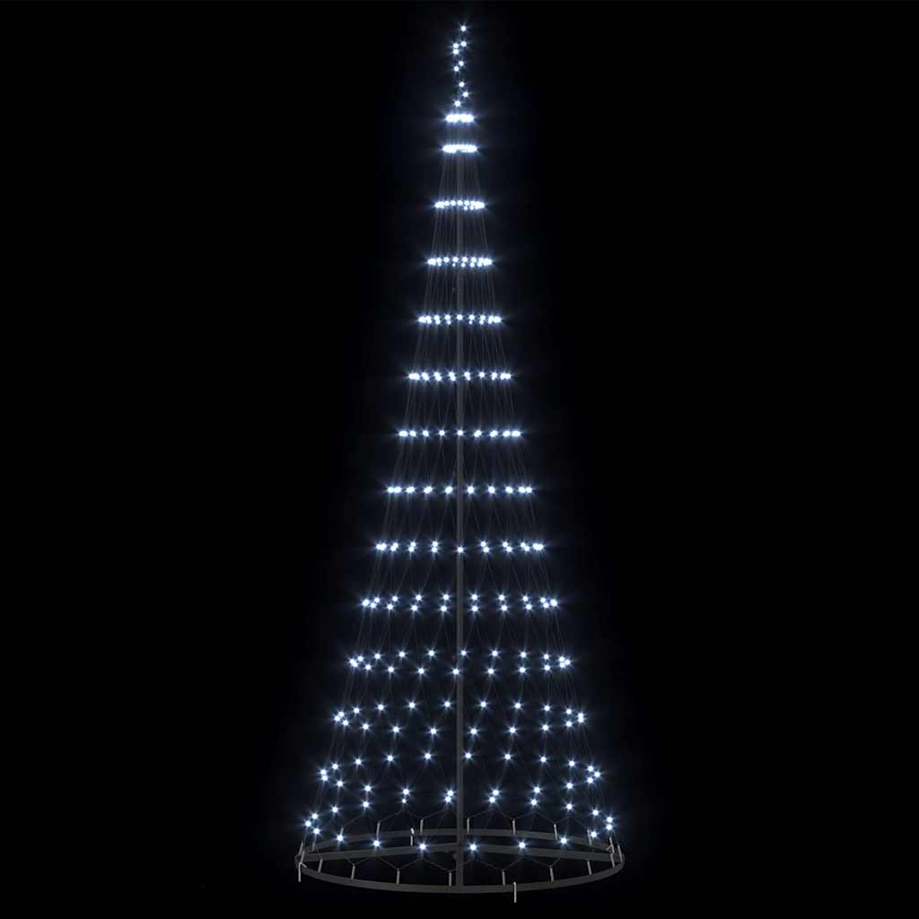 vidaXL Choinka świąteczna LED z podstawą Chłodna biel 250 cm Metal