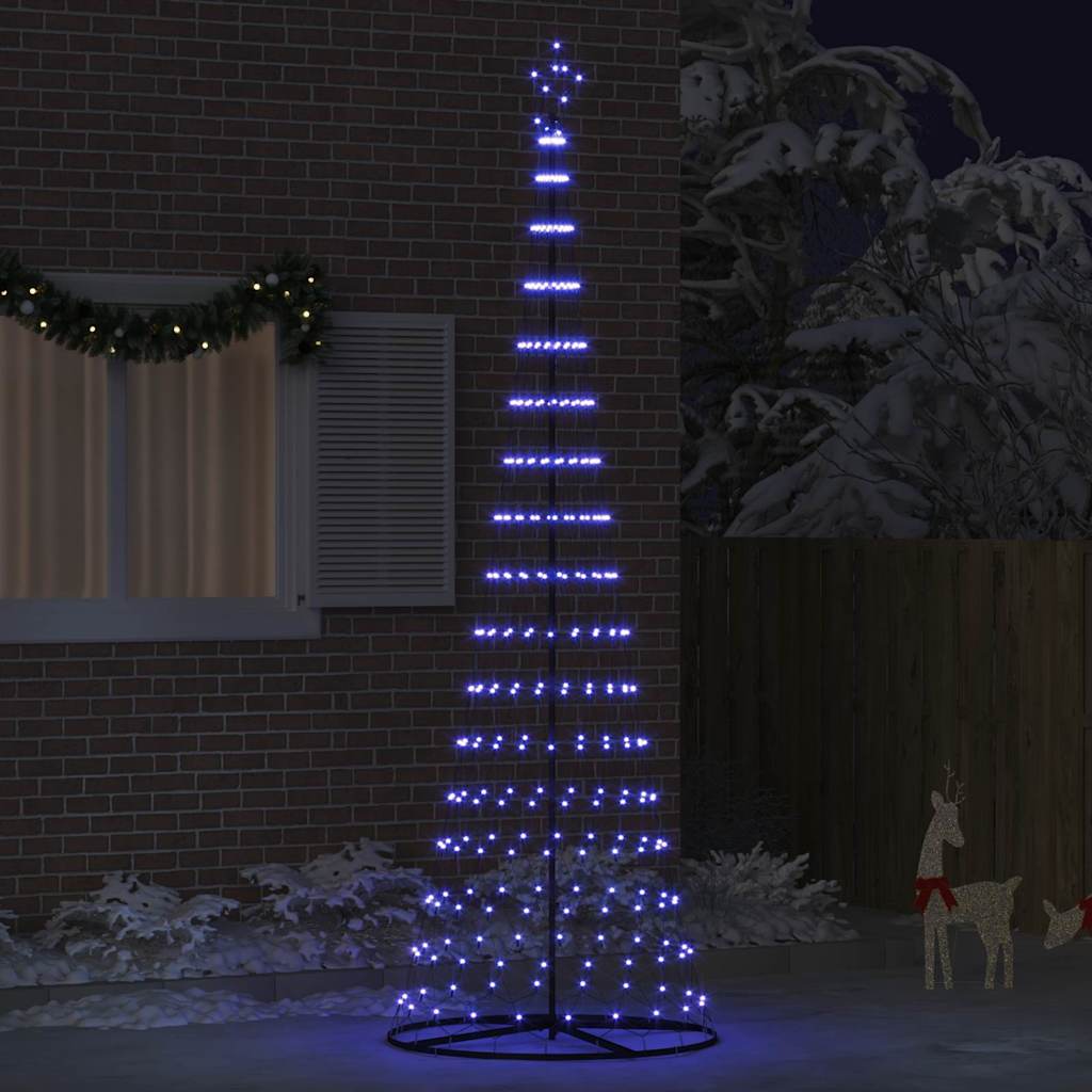 vidaXL Choinka świąteczna LED z podstawą Niebieski 302,5 cm Metal