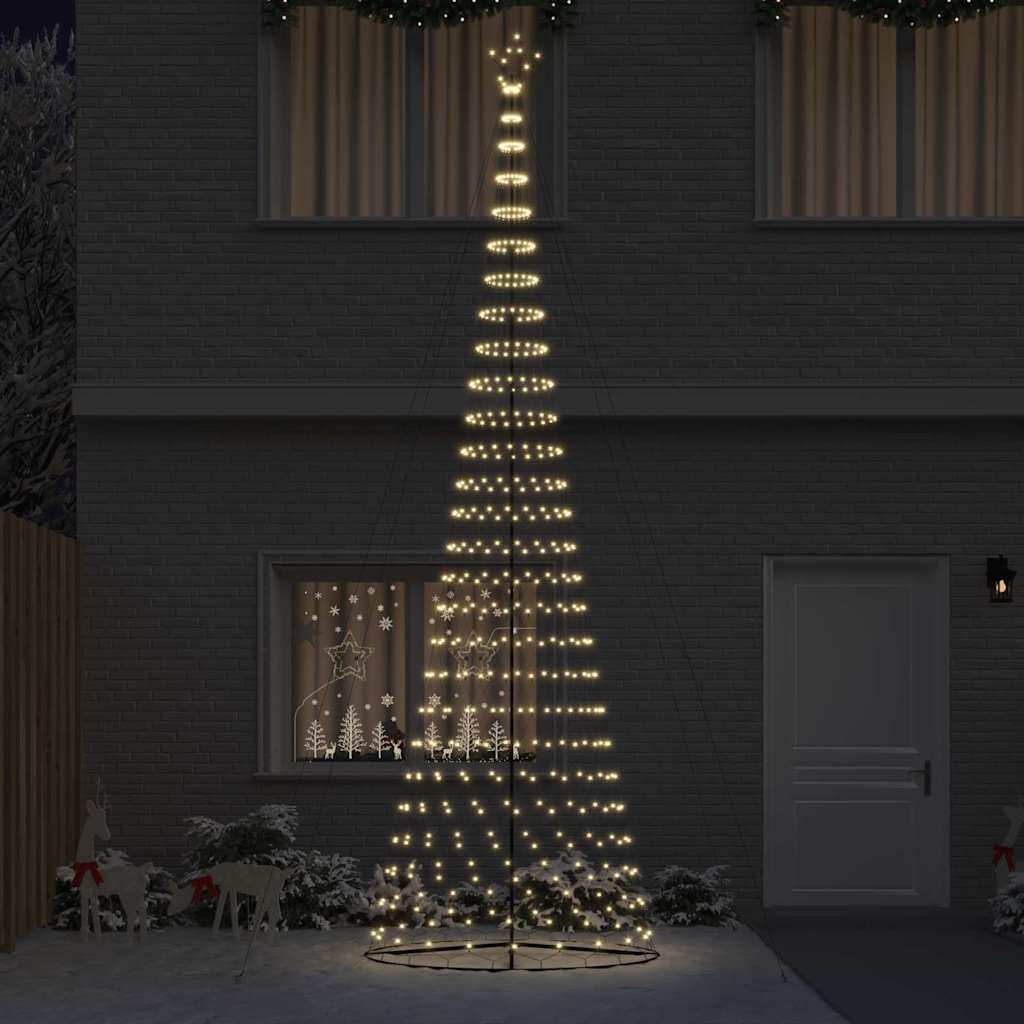 vidaXL Choinka świąteczna LED z podstawą Ciepła biel 500 cm Metal