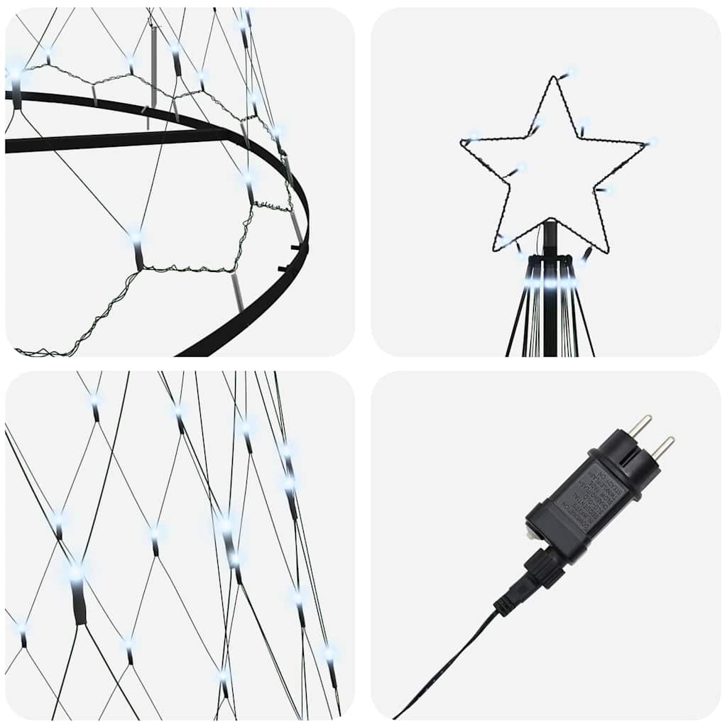 vidaXL Choinka świąteczna LED z podstawą Chłodna biel 500 cm Metal