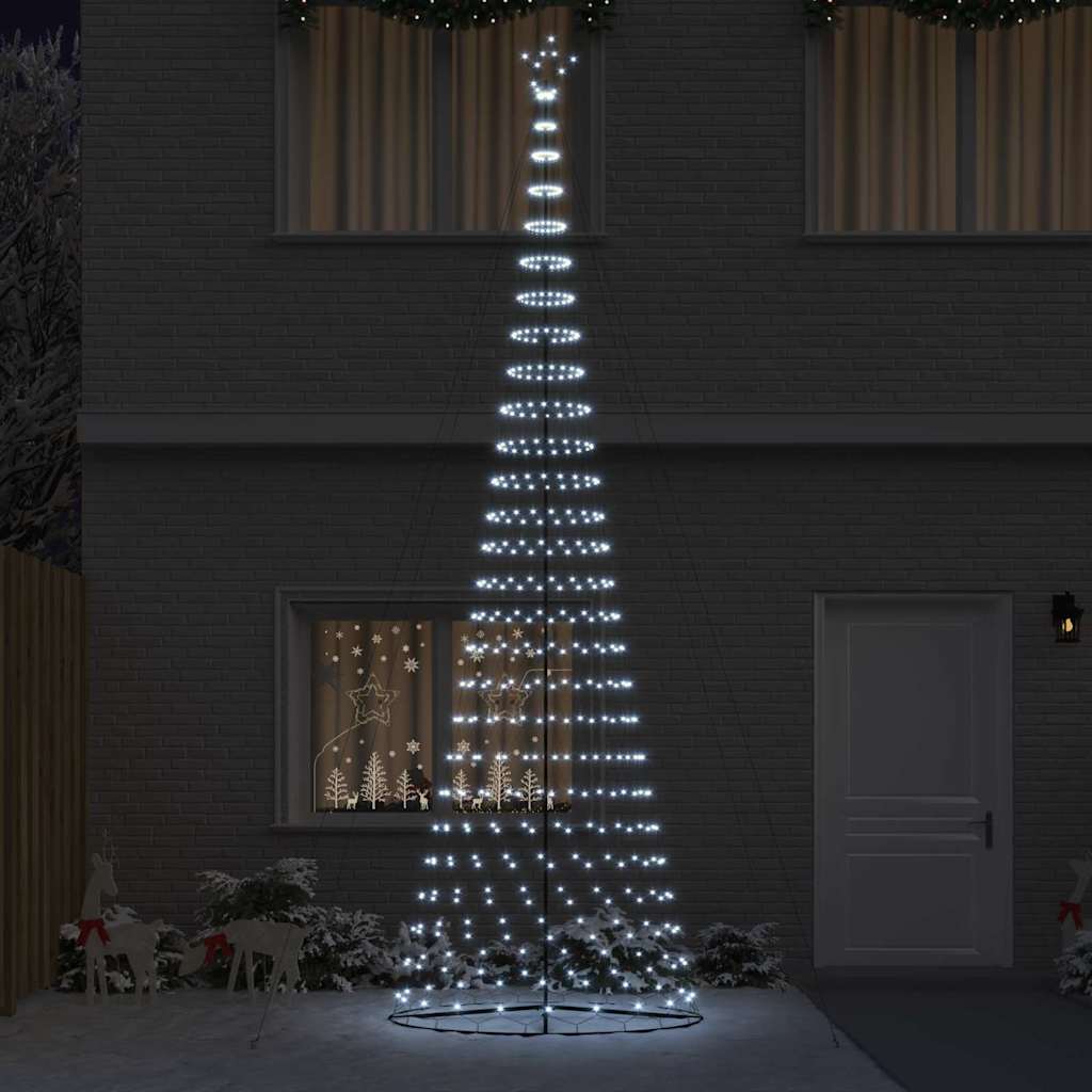 vidaXL Choinka świąteczna LED z podstawą Chłodna biel 500 cm Metal