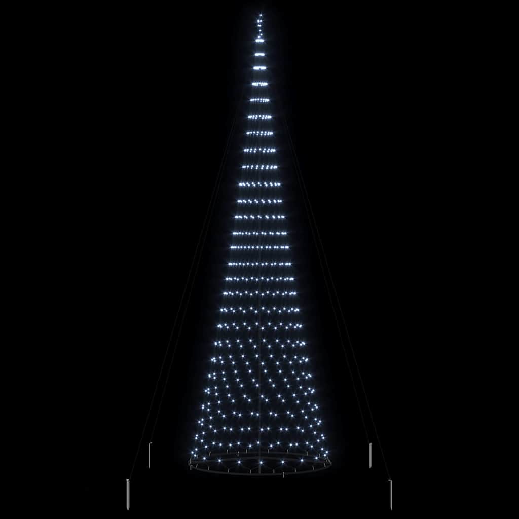 vidaXL Choinka świąteczna LED z podstawą Chłodna biel 500 cm Metal