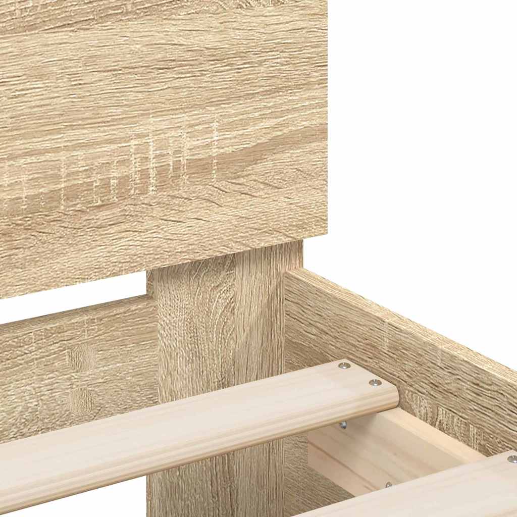 vidaXL Ramka łóżka z LED Sonoma 193 x 203 cm Materiał drewnopochodny