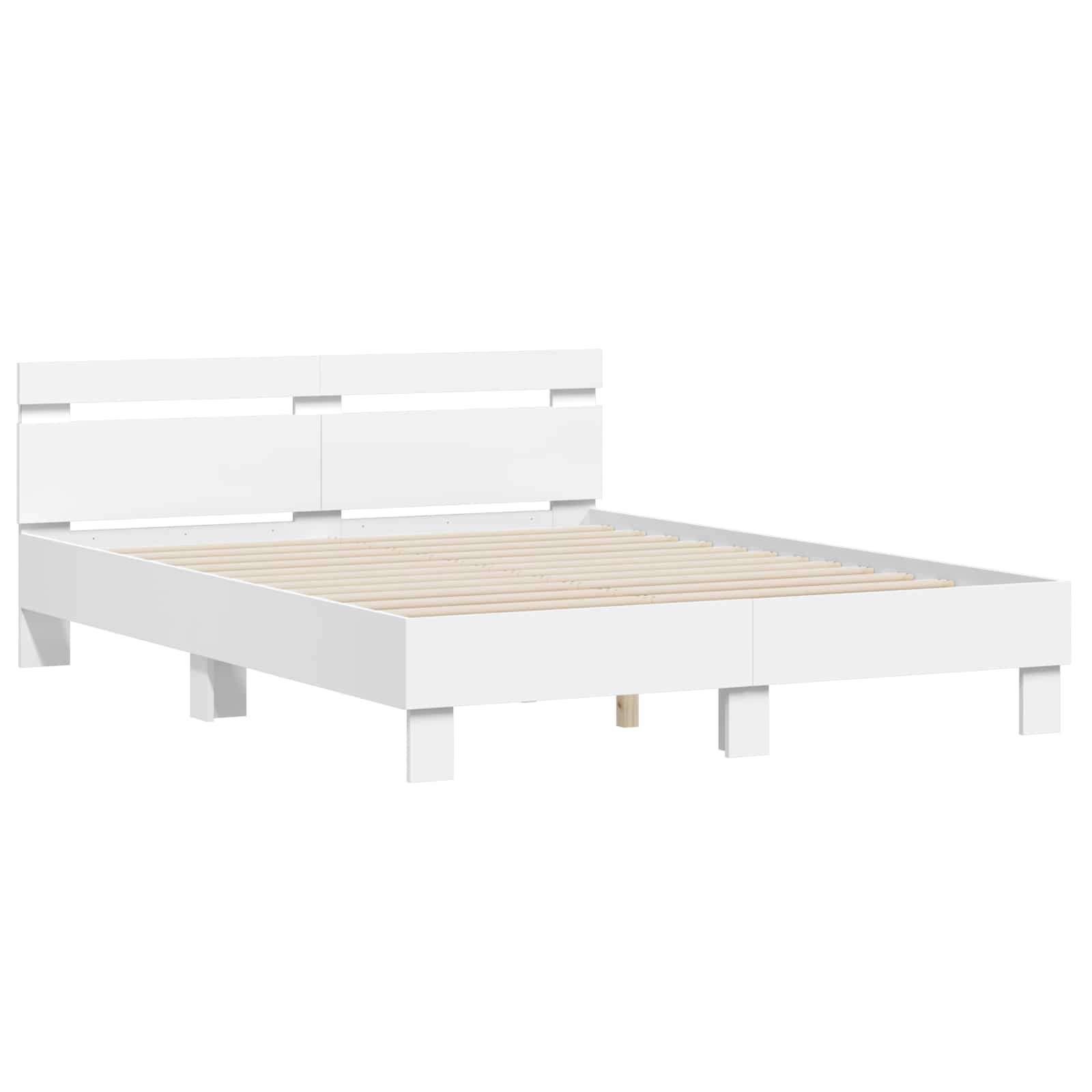 vidaXL Ramka łóżka z LED Biały 152 x 203 cm Materiał drewnopochodny