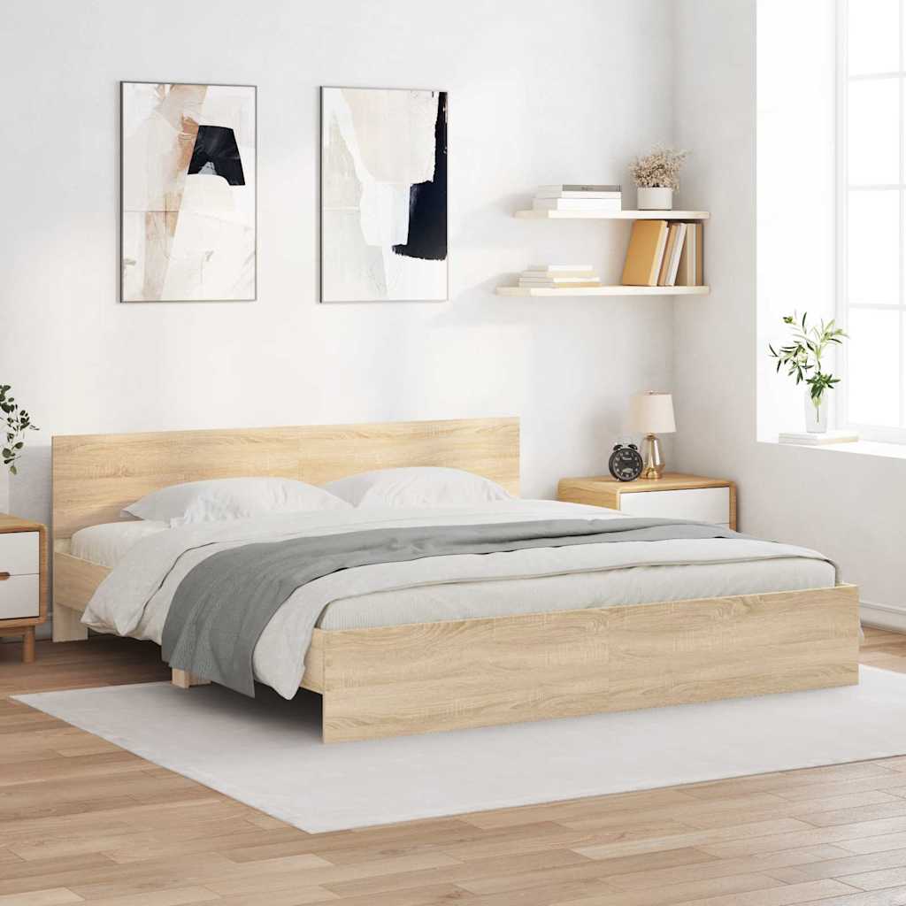 vidaXL Ramka łóżka Sonoma 193 x 203 cm Drewno inżynieryjne