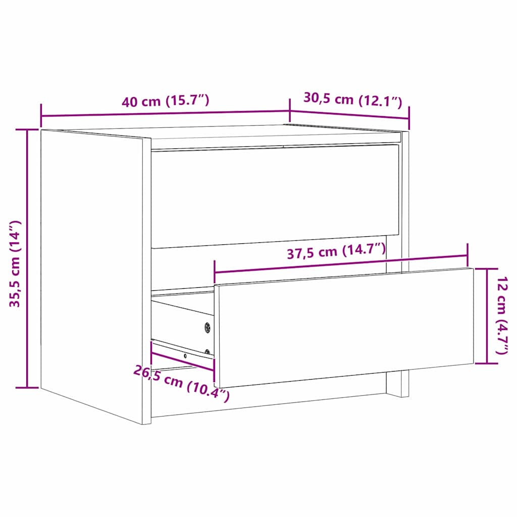 vidaXL Szafki nocne Woskowy Brąz 40 x 30.5 x 35.5 cm Drewno sosnowe