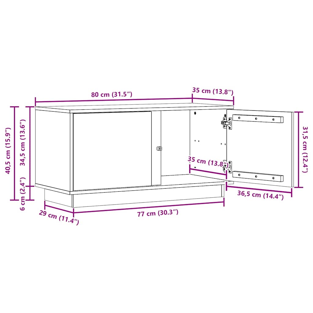 vidaXL Szafka pod telewizor Woskowy Brąz 80 x 35 x 40,5 cm