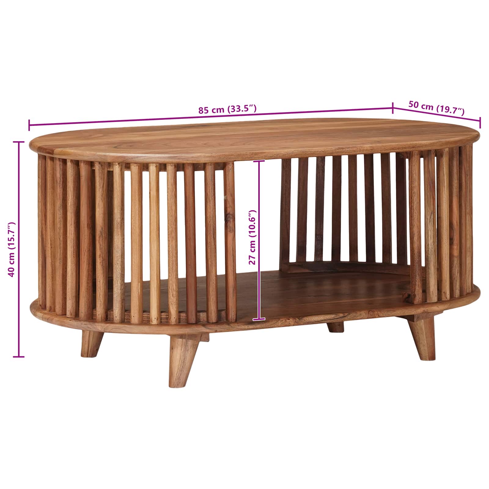 vidaXL Ręcznie robiony stół kawowy Ciemny teak 85 x 50 x 40 cm