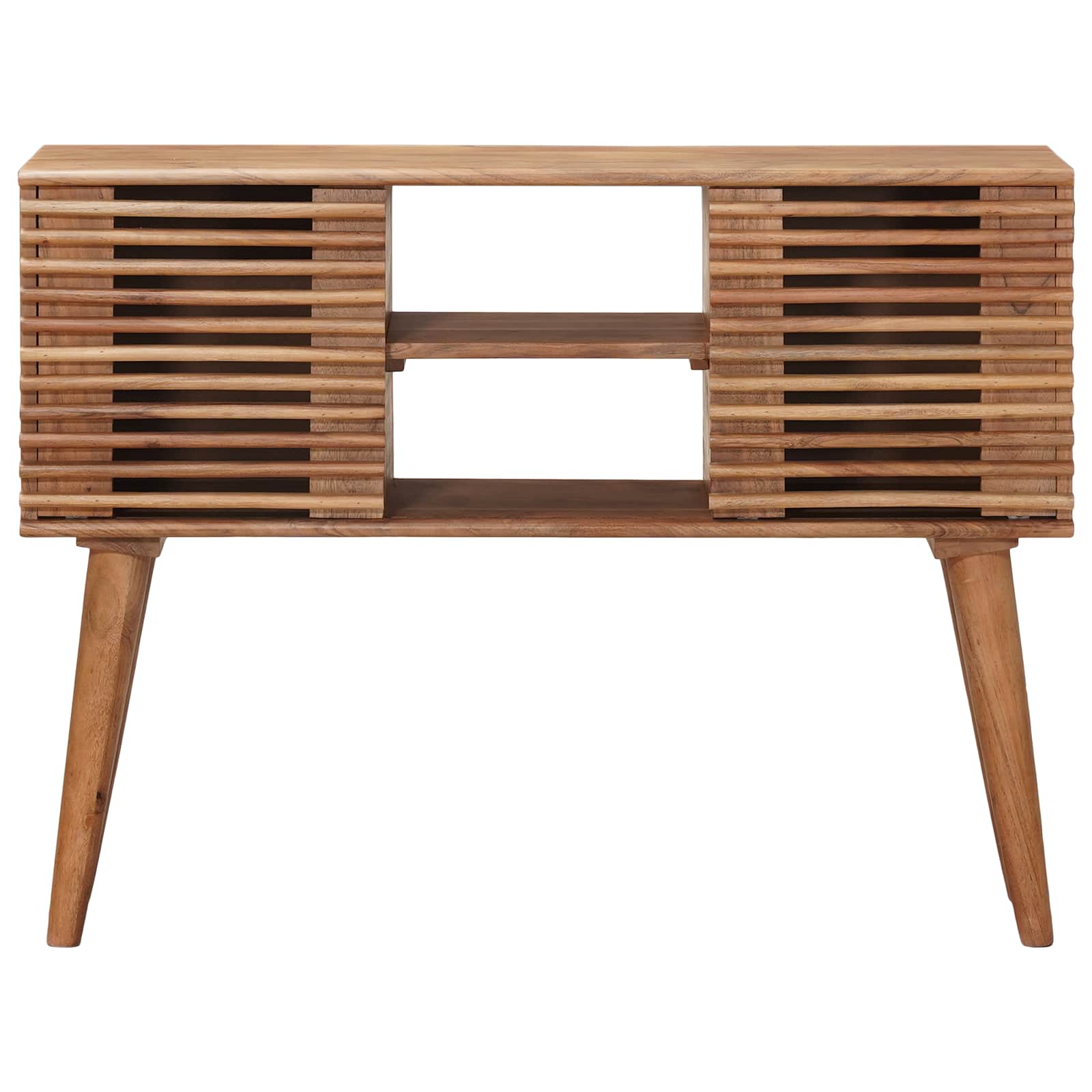 vidaXL Ręcznie robiony stolik końcowy Brąz tekowy 100 x 30 x 75 cm