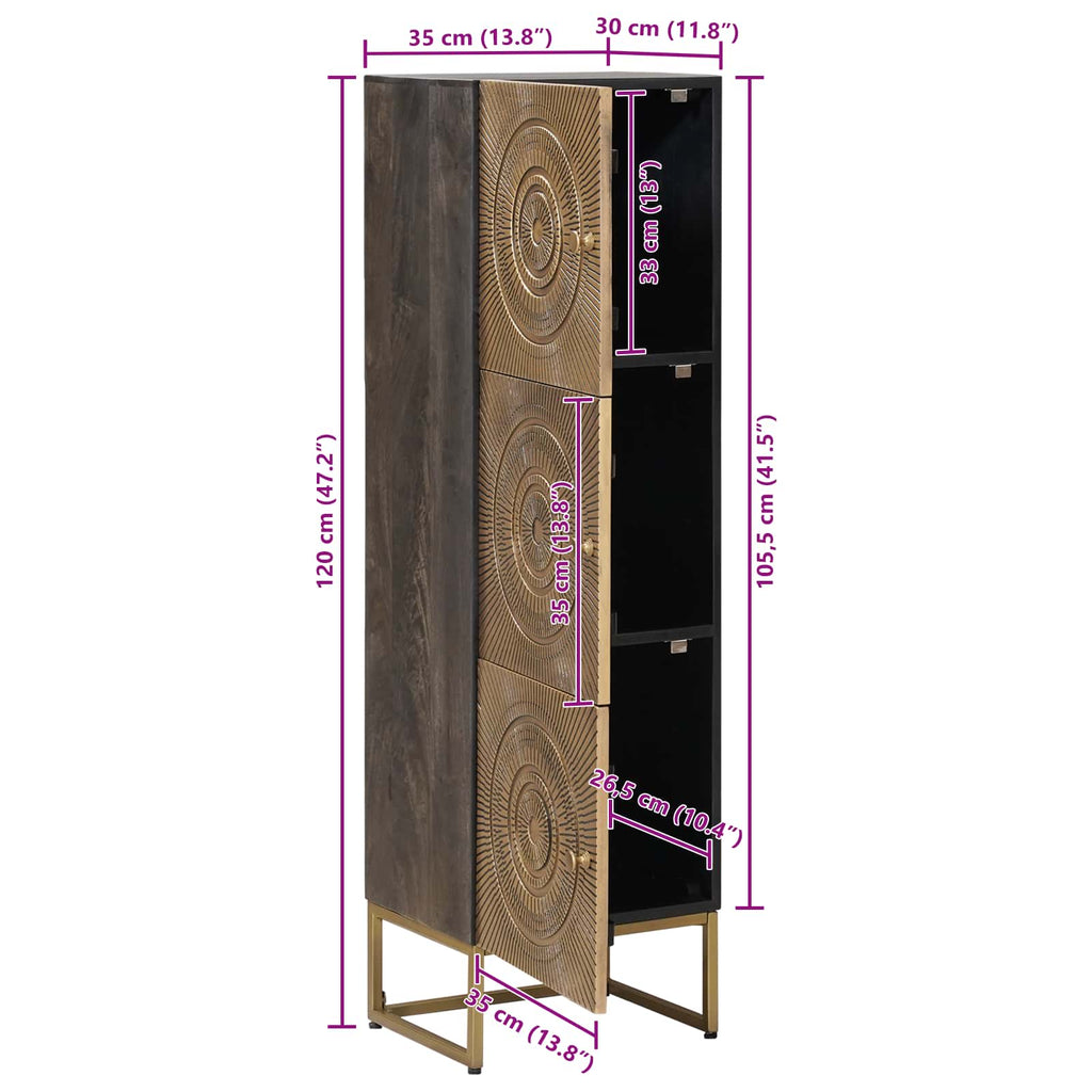 vidaXL Highboard Mosiądz 35 x 30 x 120 cm