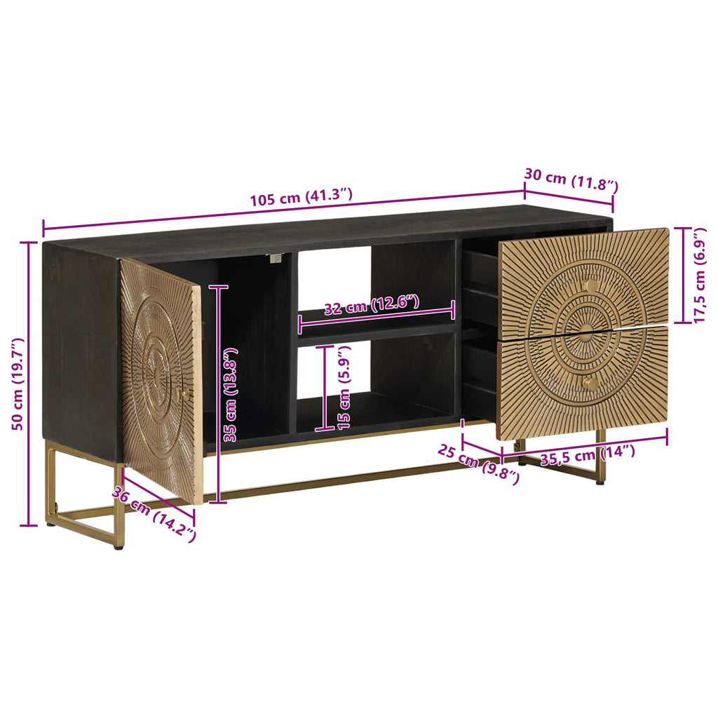vidaXL Szafka pod telewizor z szufladą Mosiądz 105 x 30 x 50 cm