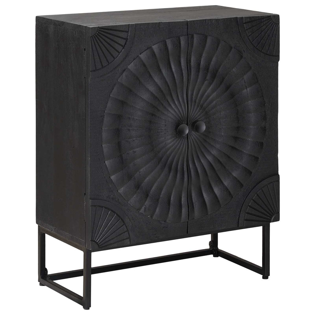 vidaXL Bufet Czarny 55 x 30 x 70 cm Drewno Mango i Drewno Inżynieryjne