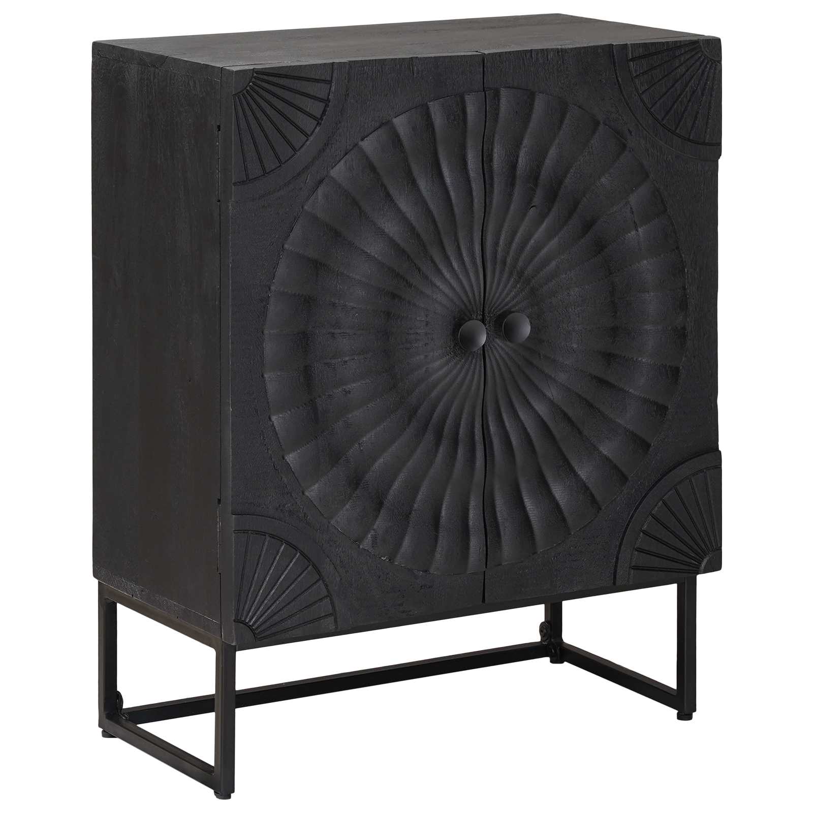 vidaXL Bufet Czarny 55 x 30 x 70 cm Drewno Mango i Drewno Inżynieryjne