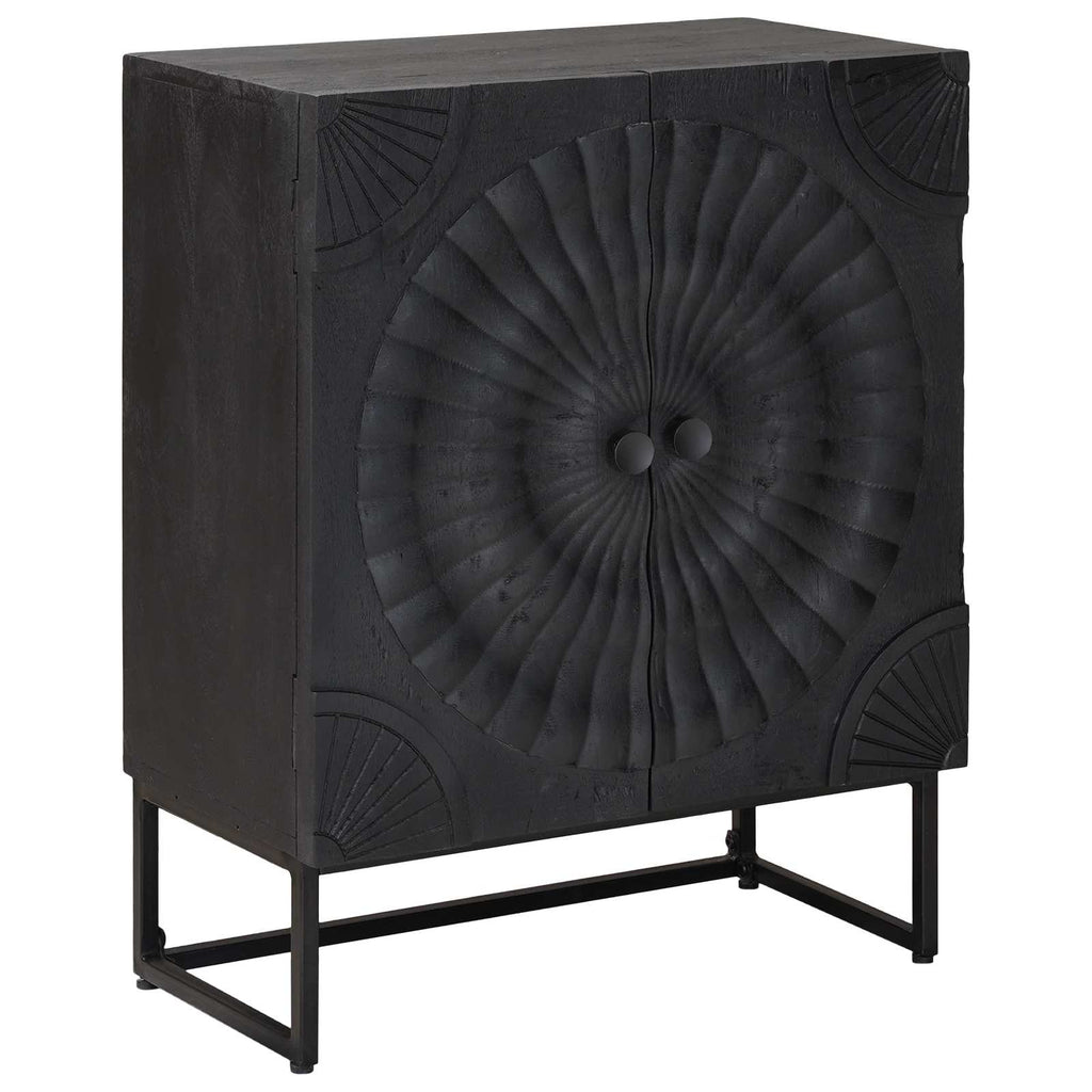vidaXL Bufet Czarny 55 x 30 x 70 cm Drewno Mango i Drewno Inżynieryjne