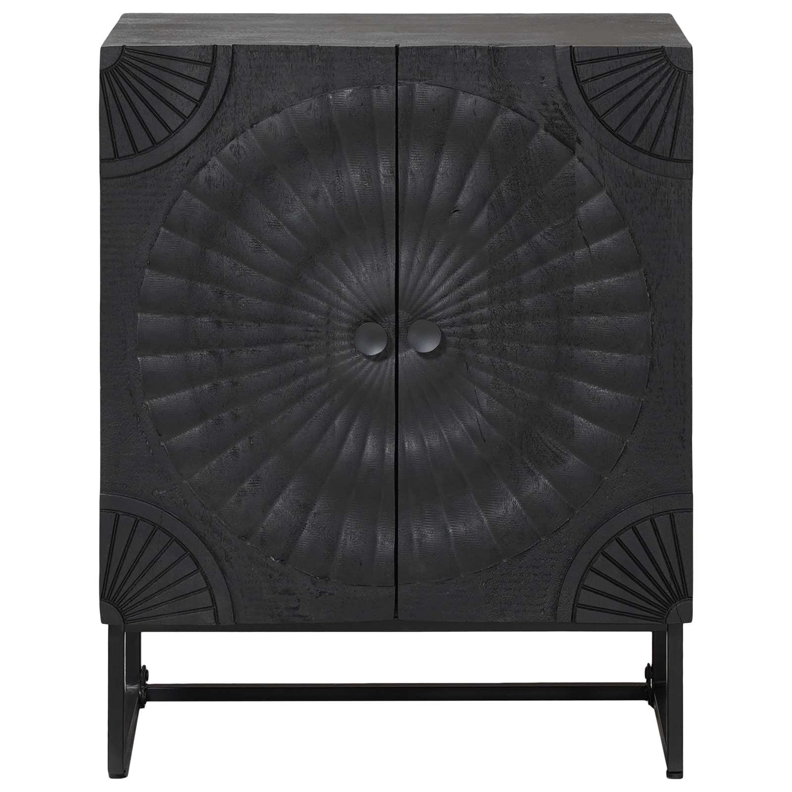 vidaXL Bufet Czarny 55 x 30 x 70 cm Drewno Mango i Drewno Inżynieryjne